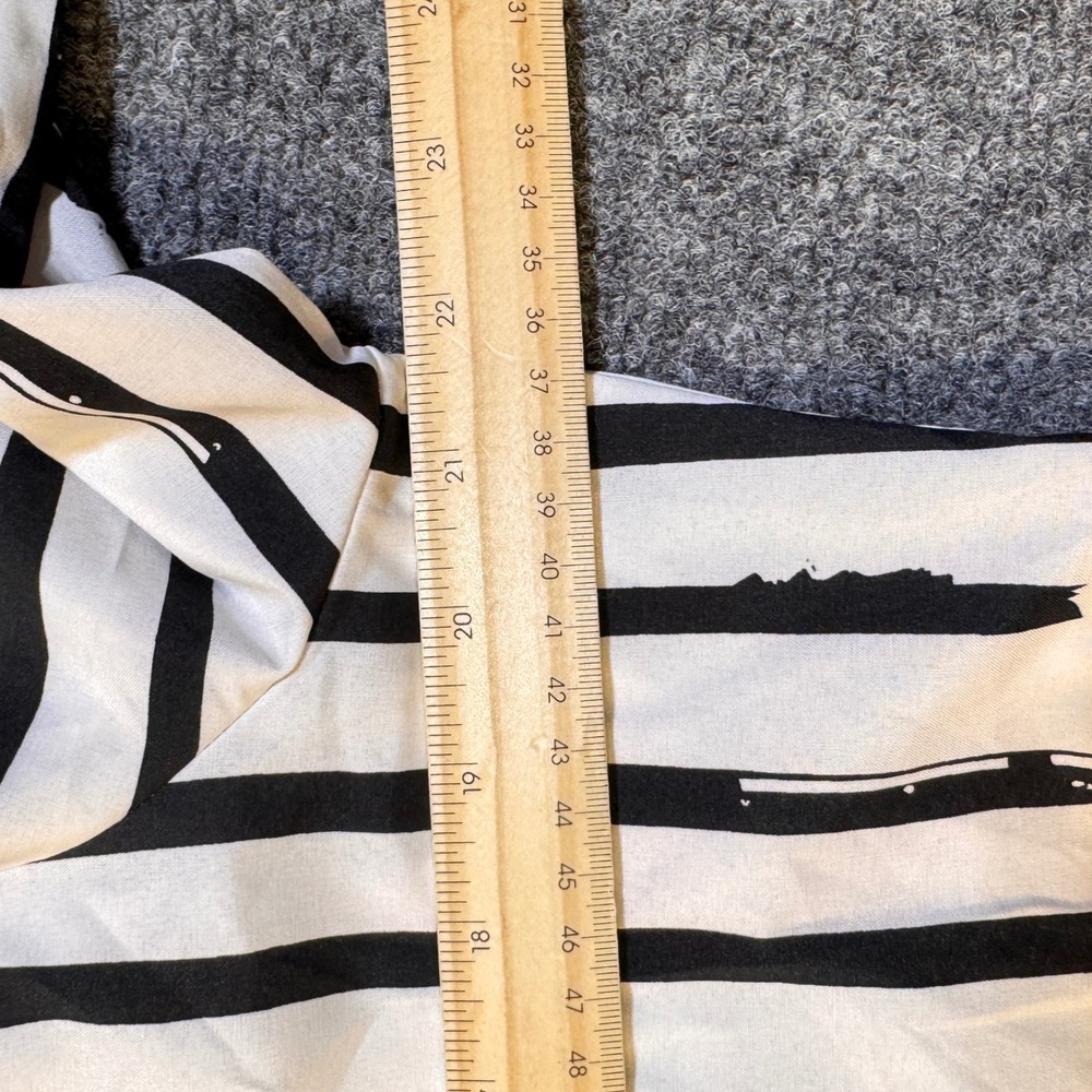 Patrizia Luca Milano Button Down Shirt Womens L White Black Stripe Draped Chic - Picture 5 of 9
